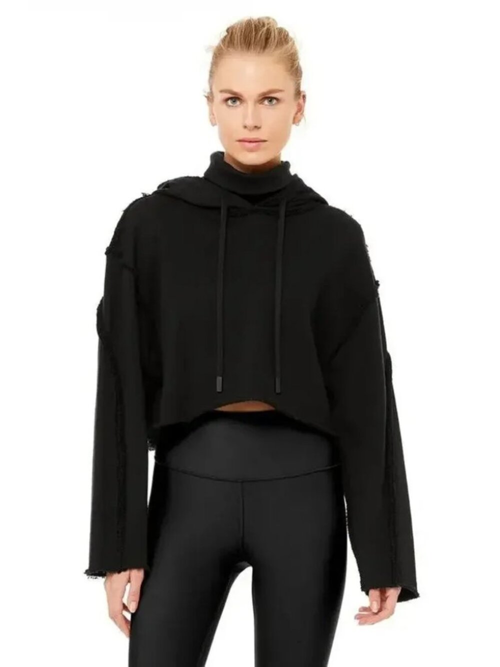 Alo Yoga Raw Edge Cropped Hoodie